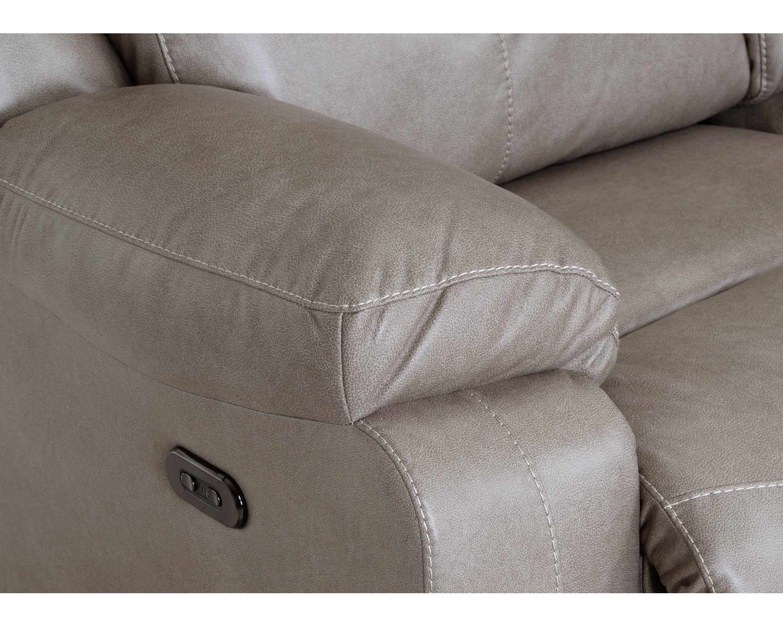 Culver 90" Reclining Sofa with Drop-Down Table & Cupholders Sterling (Leather-Look Style. Plush Comfort. Designed Around the Way You Relax) - Engineered to Move. Designed to Relax.