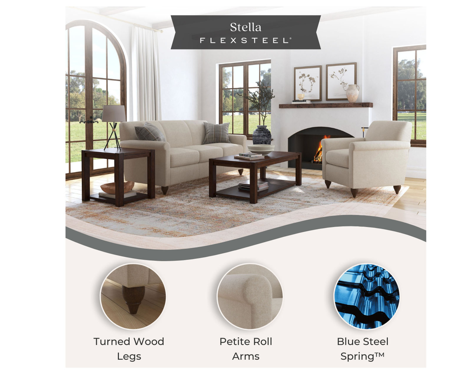Stella 5891 Sofa (+100 fabrics) 77"