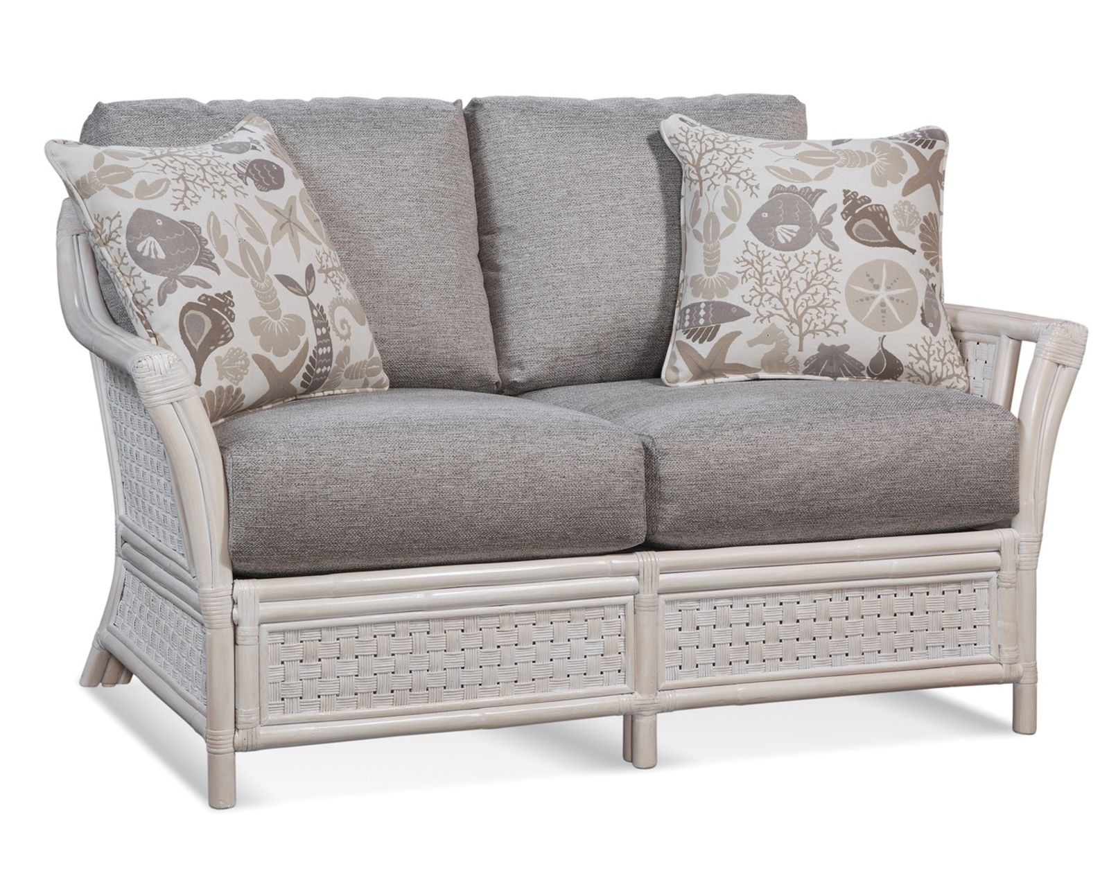 Boca 78" Rattan Sofa Blue (+28 finishes +69 fabrics) - Boca 55" Rattan Loveseat