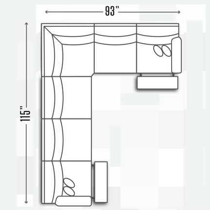 Layout C: Three Piece Sectional 115" x 93" (2 recliners)