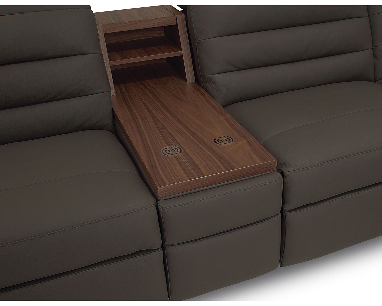 Lotus 44012 Reclining Sectional (+200 colors) - F2 Console with Shelf with Pull Out Drawer