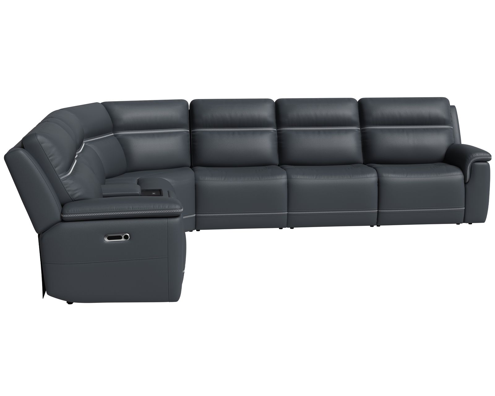 Sawyer Triple Power Reclining Sectional 009-42 (3 colors) In stock - Layout B: Six Piece Reclining Sectional 125" x 112" (2 recliners)