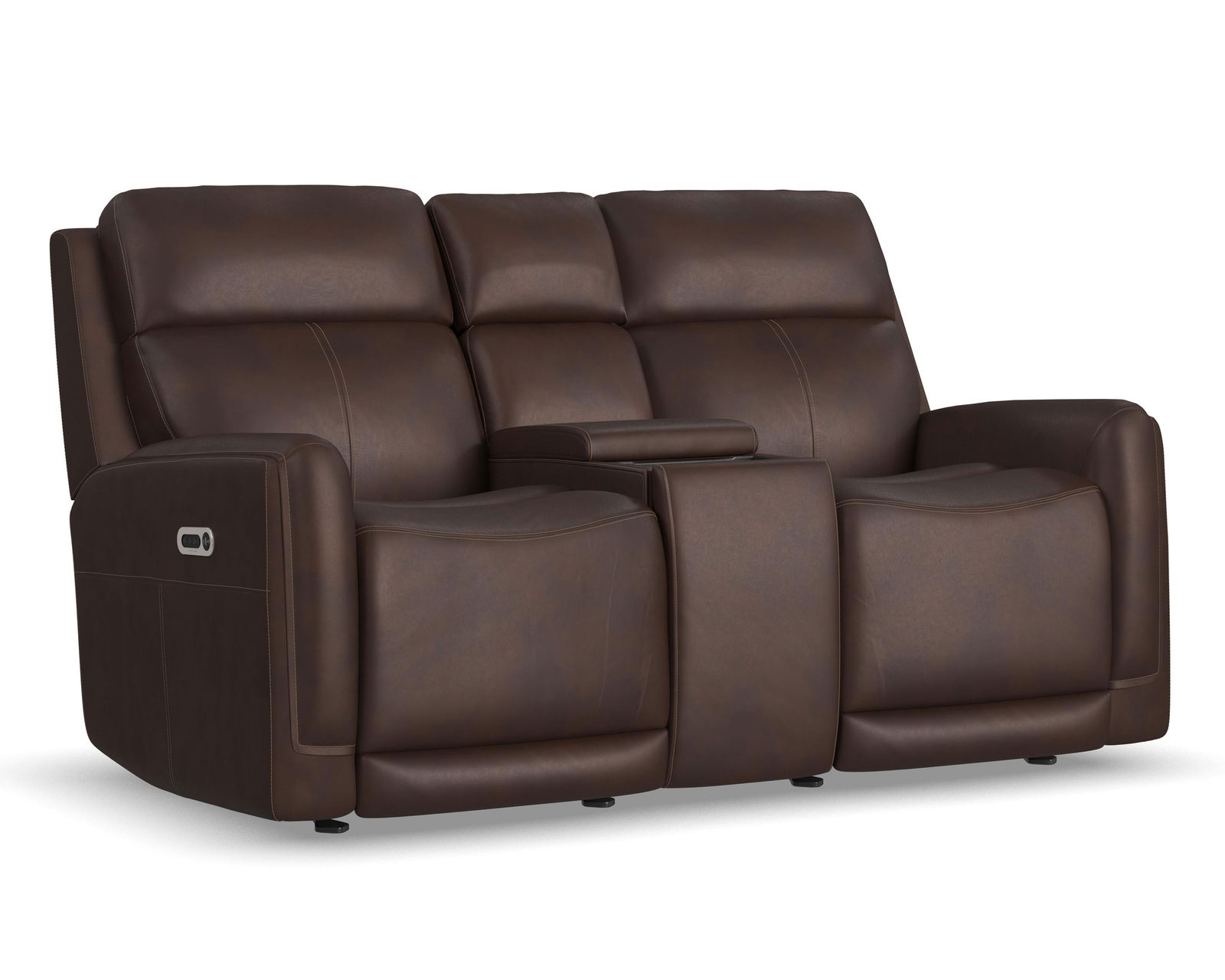 Alister 71" Leather Power Gliding Loveseat with Console, Power Headrests & Lumbar (+3 colors) in stock