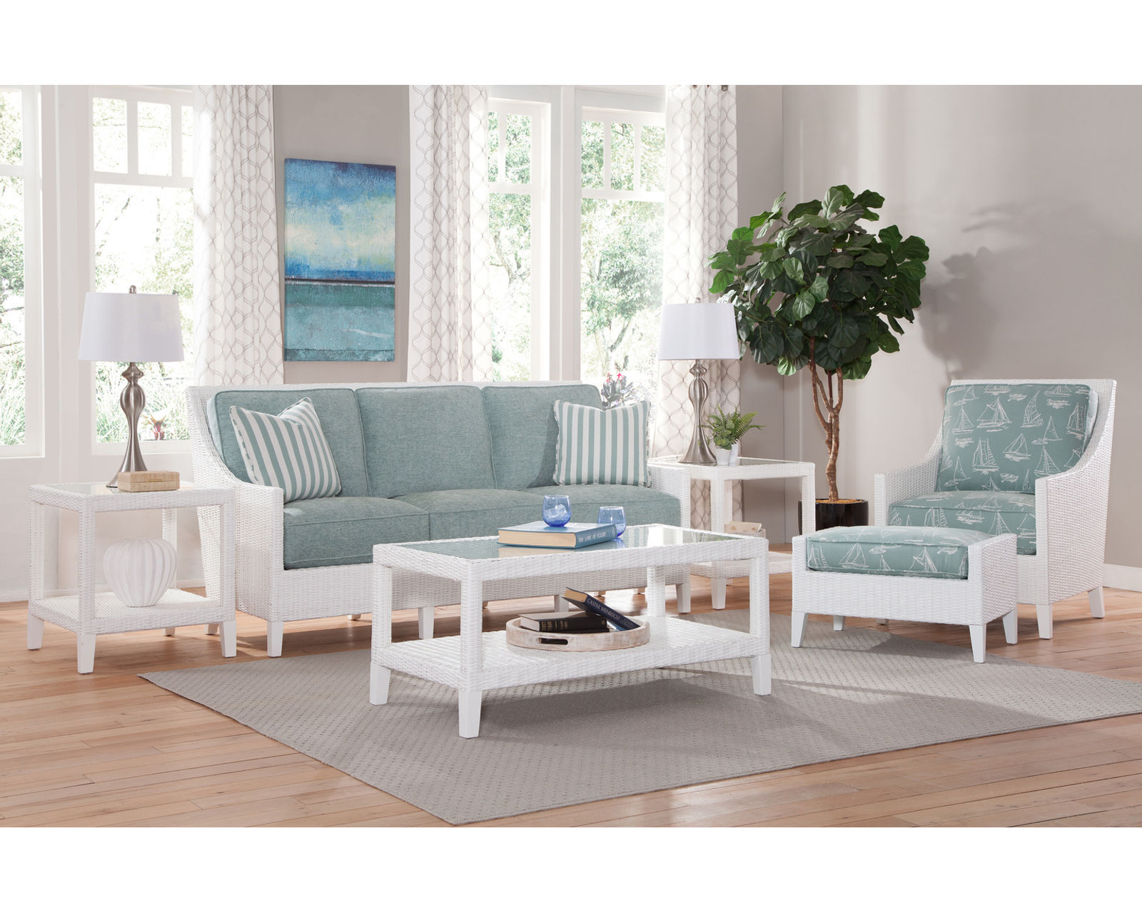 Long Beach 76" Rattan Sofa (+28 finishes +69 fabrics) - Long Beach 76" Rattan Sofa