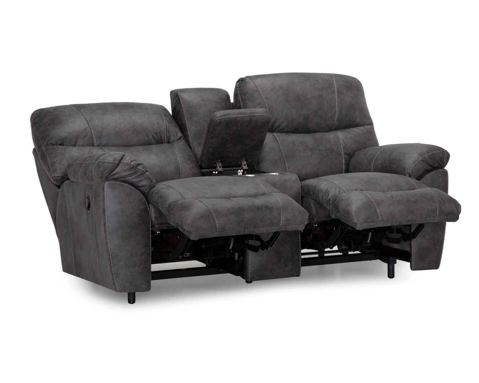 Cabot 707 Reclining Sofa (87") leather like fabric - Take an Extra 25% Off this Reclining Console Loveseat in Color Charcoal
