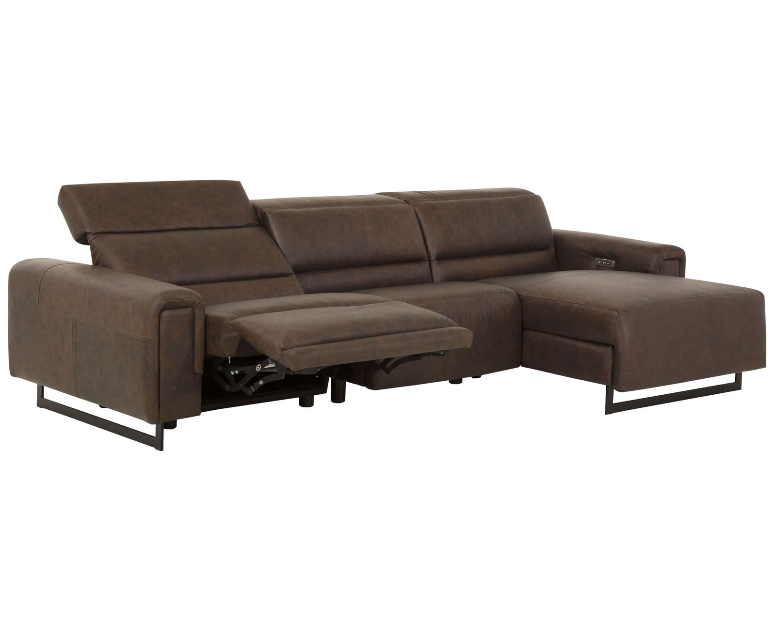 Armina 44010 Power Headrest Power Reclining Sectional (+100 leathers) - Layout I: Three Piece Reclining Sectional 117" x 64"
