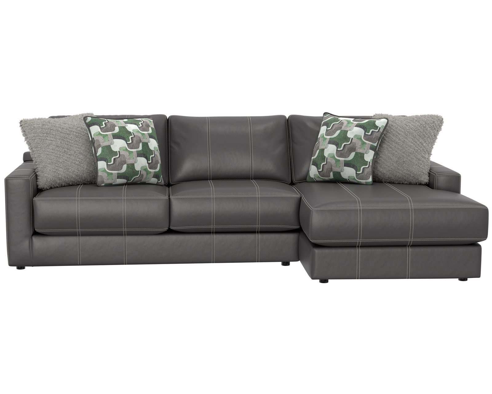 Minori Modular Leather Sectional (2 colors) includes pillows - Layout A: Two Piece Sectional 122" x 67"