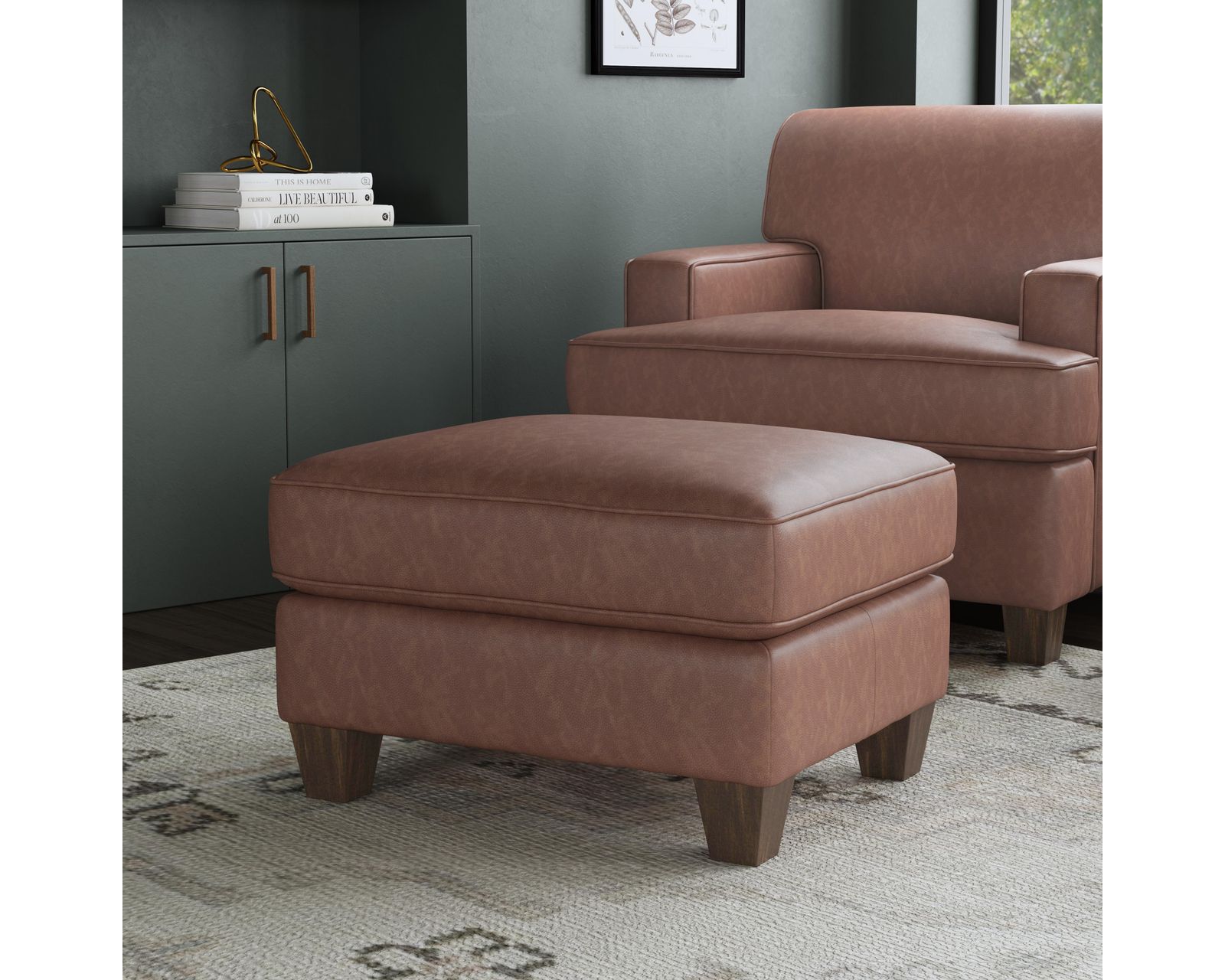 Dempsey 3641 Leather Sofa (80") +50 leathers - Dempsey 23" x 28" Ottoman