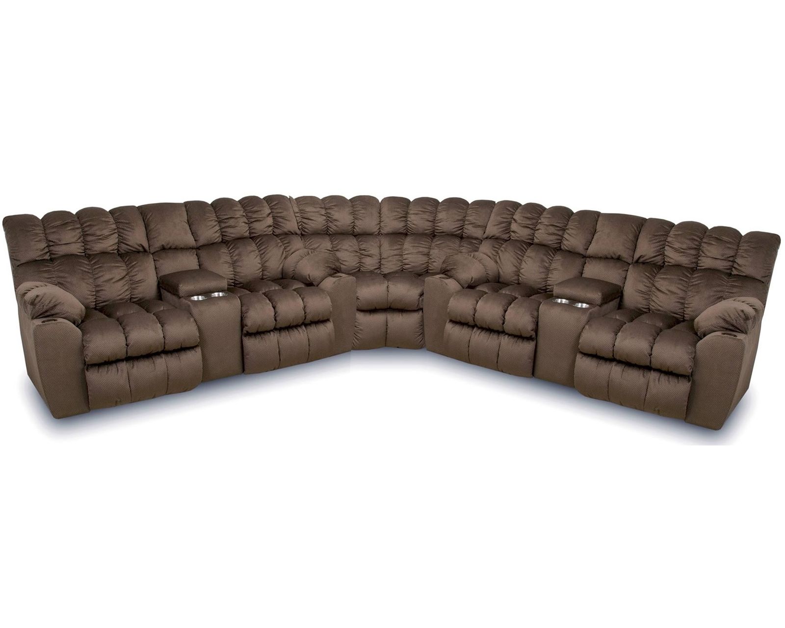 Brayden 440 Three-Piece Reclining Sectional with Dropdown Table - Lights and Much More - Layout B: Three Piece Sectional 118.5" x 118.5" 