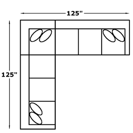Layout C: Three Piece Sectional 125" x 125"