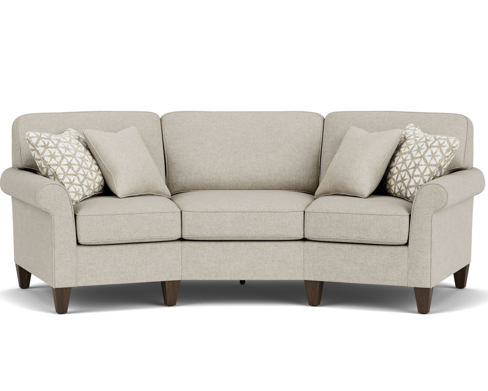 Westside 5979 Curved Conversation Sofa (100+ fabrics) 101" - High resiliency foam core seating cushions 2lb to 2.5 lb (Industry standard 1.8)