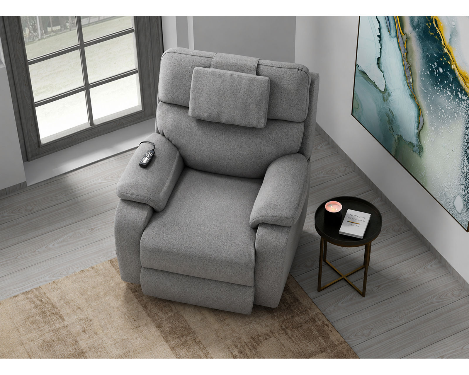Dreamtime Power Headrest Lay Flat Recliner with CR3 Heat, Massage, Zero Gravity & Nanobionic Performance Fabric (3 colors) - Advanced Comfort from Head to Toe.