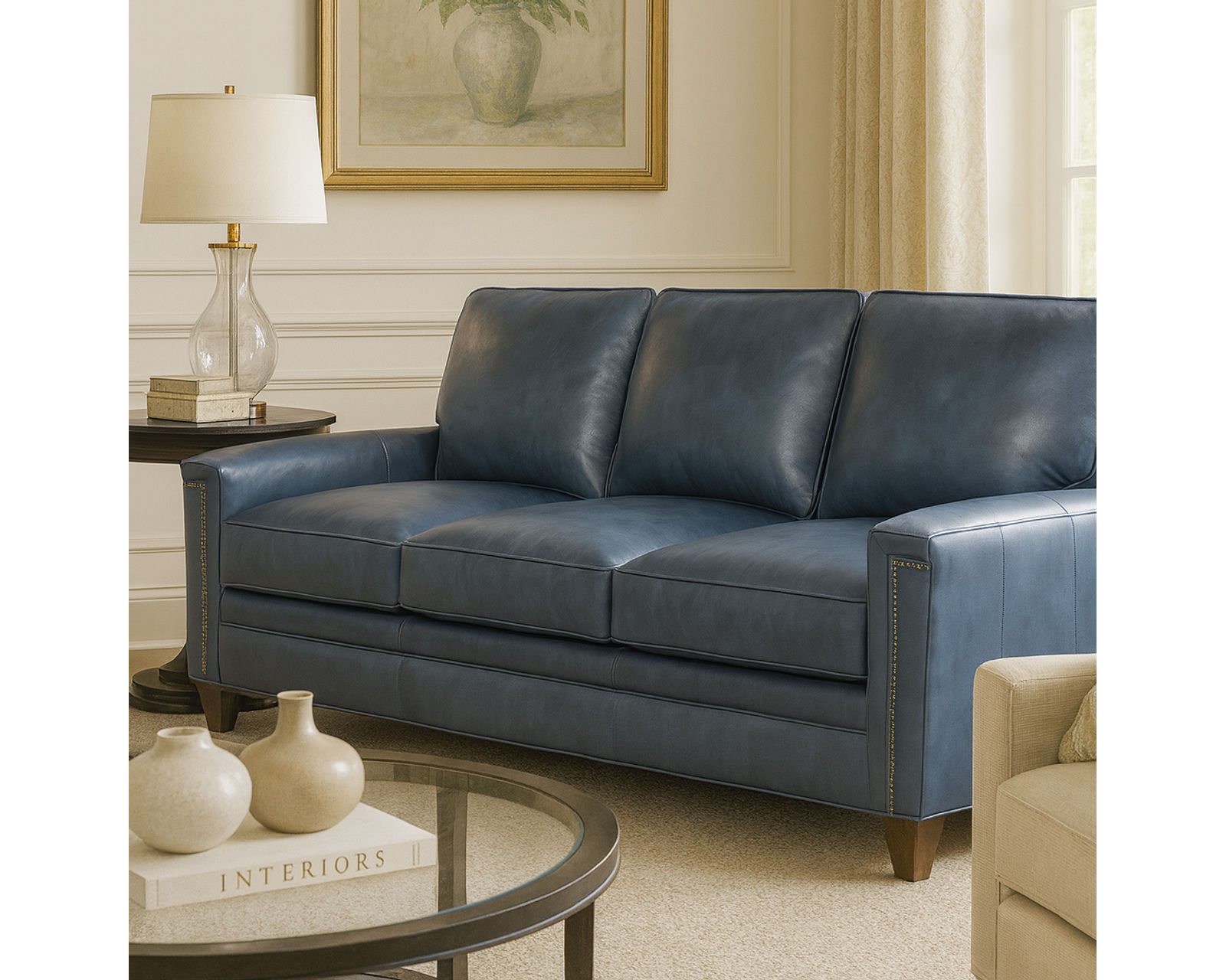 Bradington Young Oliver 448 Loveseat (12 leathers) 8-Way Hand Tied - Oliver Stationary Sofa 8-Way Hand Tie