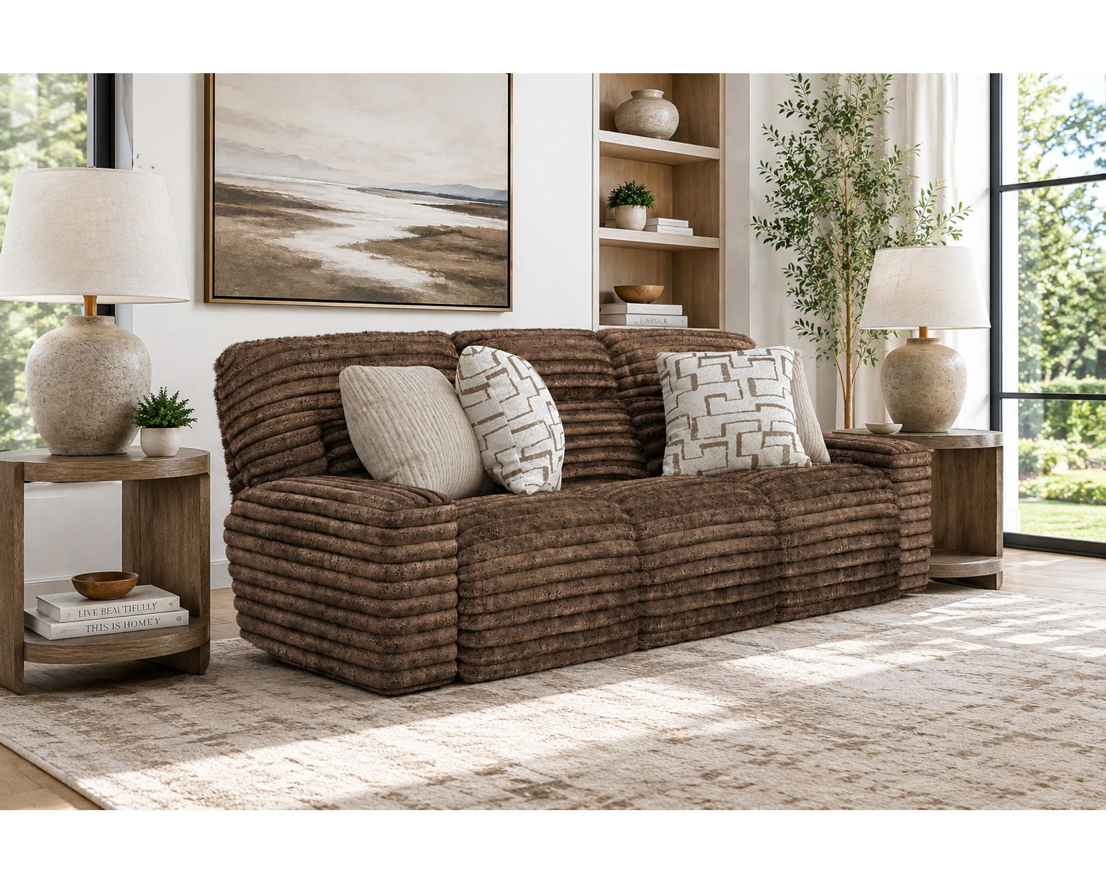 Lynx 101" Extra Wide Power Reclining Sofa with Zero Gravity Recline (2 colors) - Shown in Fabric Color Mocha