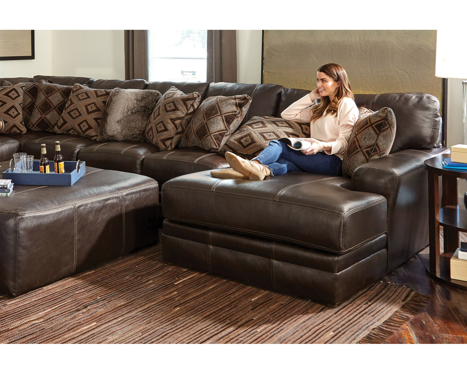 Denali Top Grain Leather Sectional (Includes Pillows) Choice of Colors