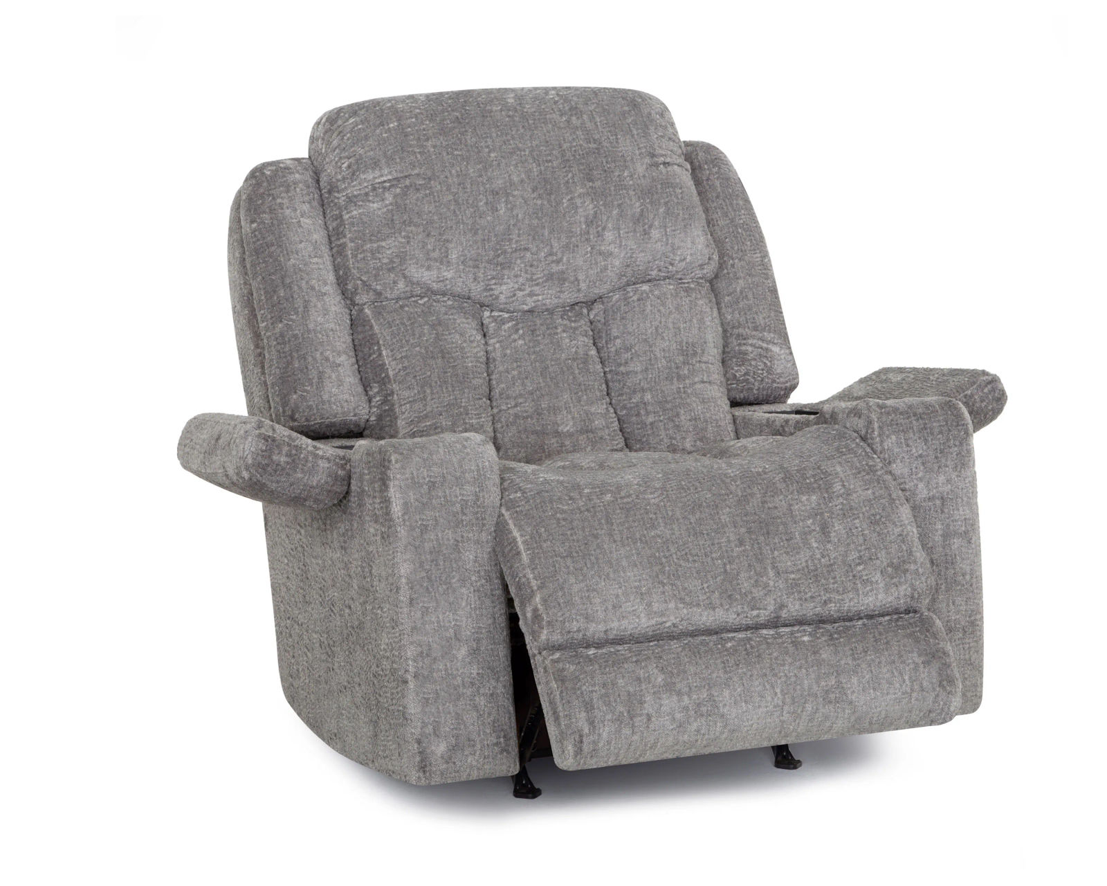 Denali 90" Power Reclining Sofa with Fold Down Table, Lights, USB, Wireless Charging, Dual Arm Storage, Massage, Cupholders & Drawer (+3 colors) - Ash Fabric