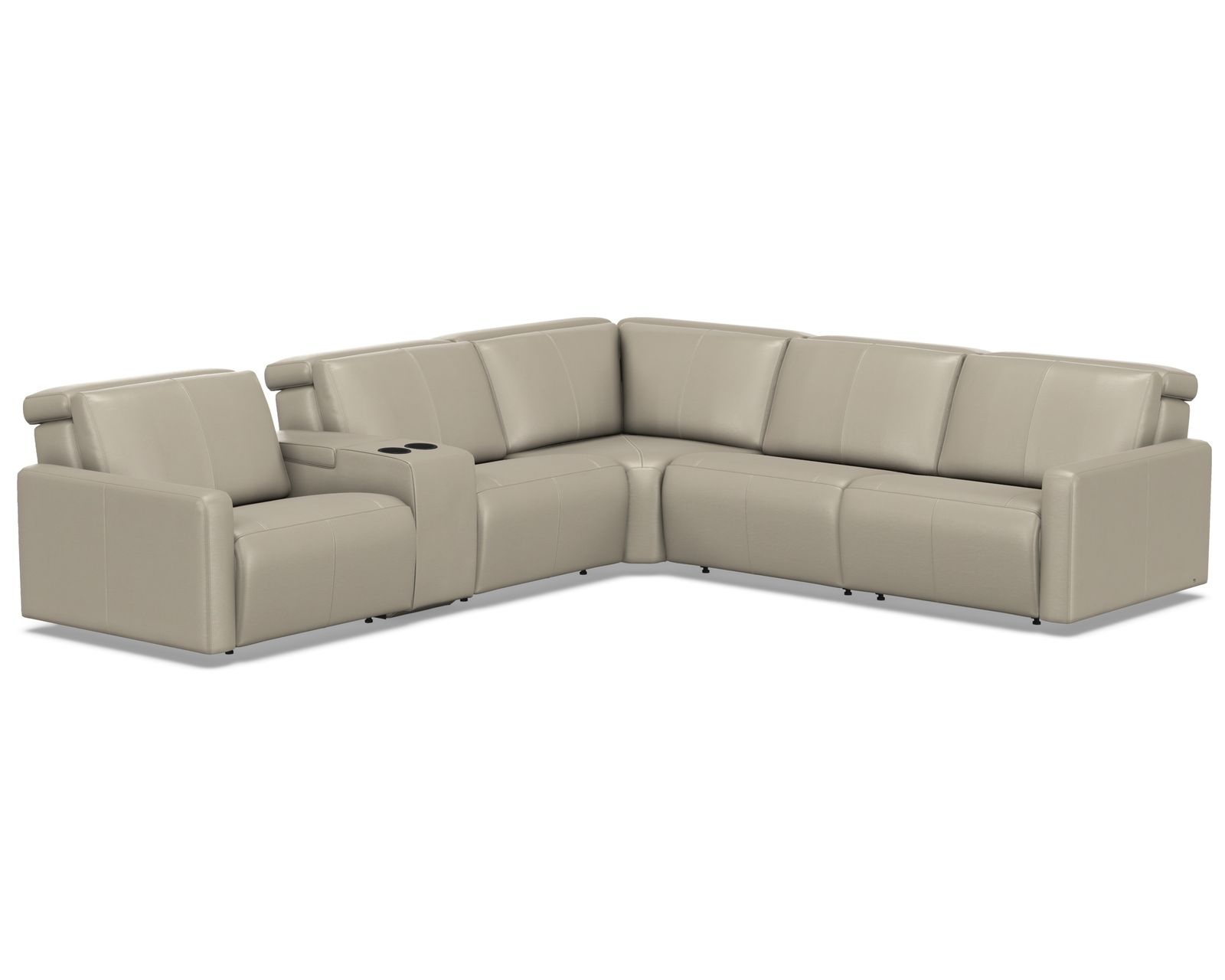 Patty 3002 Power Headrest Power Reclining Sectional (standard and wide width seating) +140 leathers - Layout D: Six Piece Wide Reclining Sectional 127" x 114" (3 recliners)