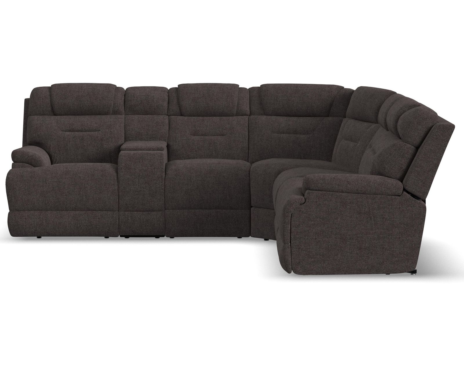 Zofa Zecliner Power Sleep Modular Sectional with Power Headrest, Lumbar, Heat, & Massage - Layout C: Six Piece Reclining Sectional 118" x 105" (three recliners)