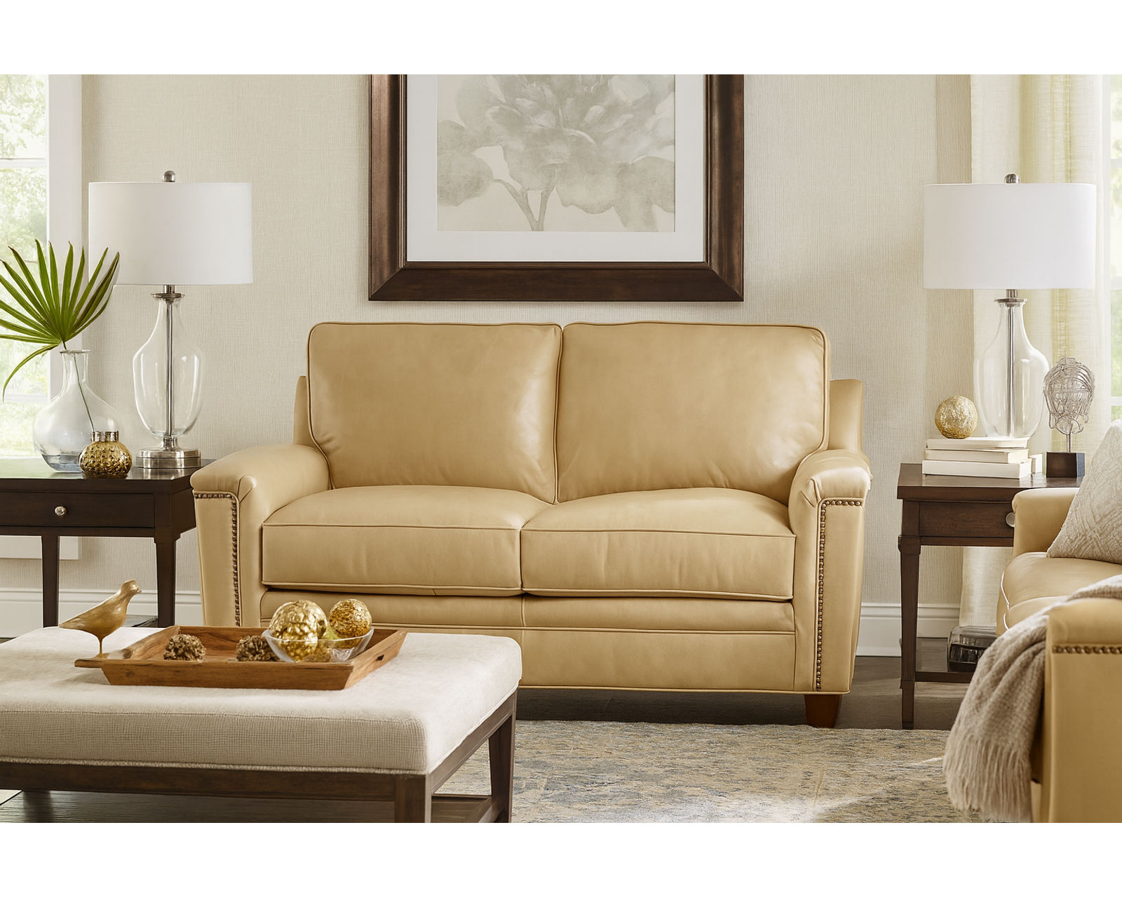 Bradington Young Oliver 448 Chair (12 leathers) 8-Way Hand Tie - Oliver Stationary Loveseat 8-Way Hand Tie