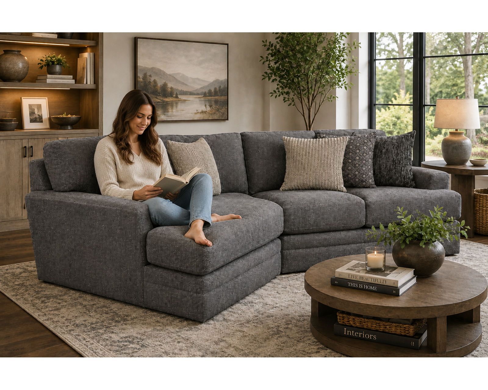 Mammoth Sectional (15 Pieces Available) 2 colors - includes all pillows - Layout B: Two Piece Sectional 64" x 131"