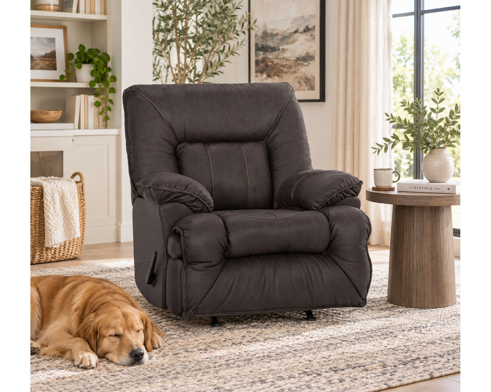 Henson 91" Reclining Sofa with Drop-Down Center Table (Casual Comfort. Everyday Convenience. Built for Real Life) - Power Rocker Recliner w/ Integrated USB Port Available