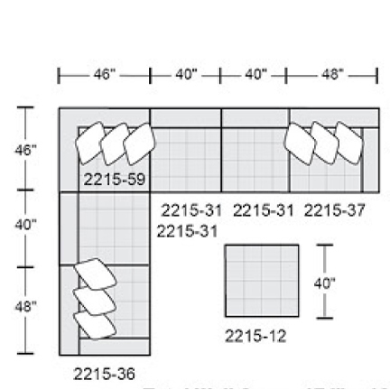 Layout G: Six Piece Sectional 134" x 174"
