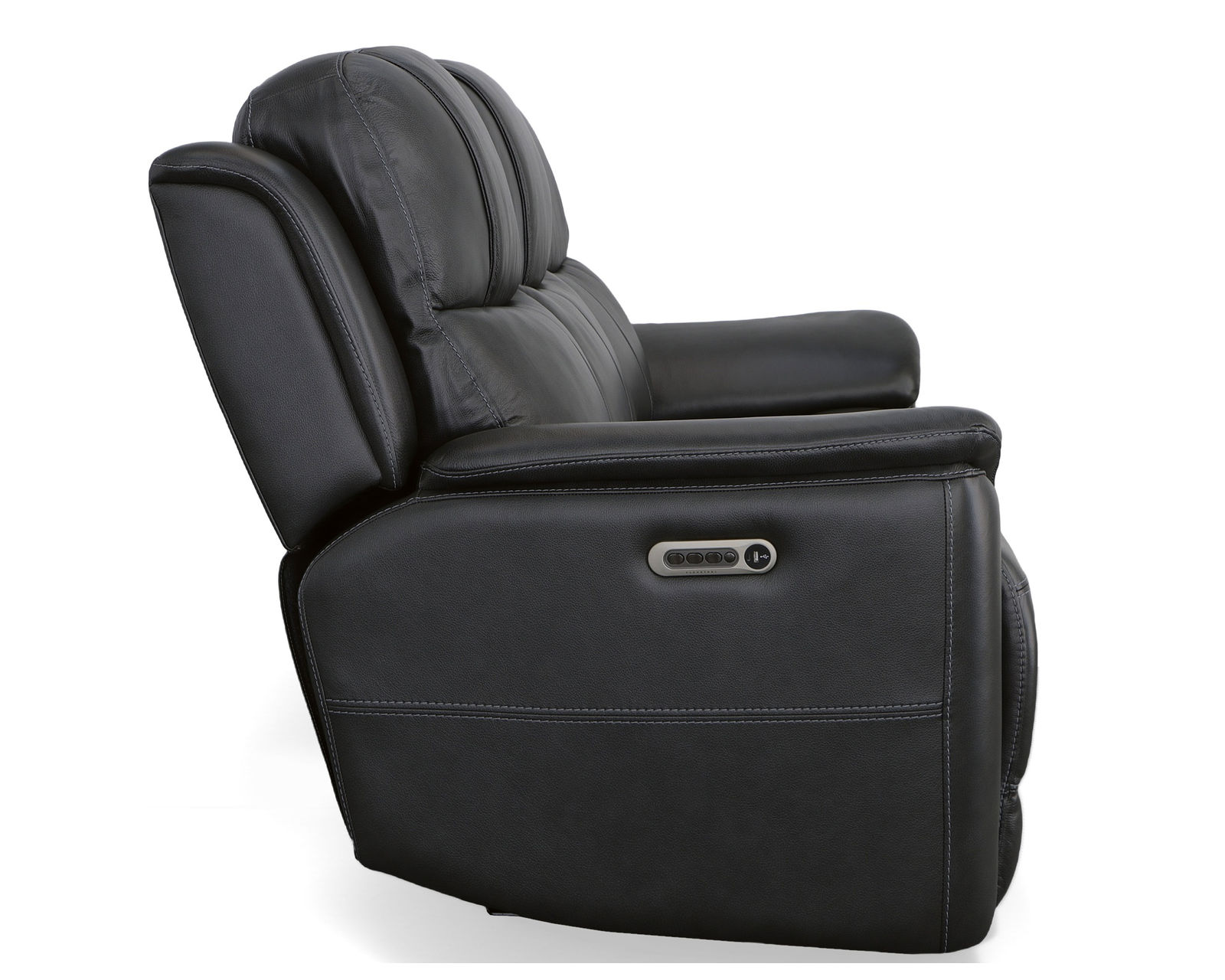 Crew Power Reclining Sofa with Power Headrests & Lumbar (Black leather) 89" - in stock - Crew Power Reclining Sofa with Power Headrests & Lumbar