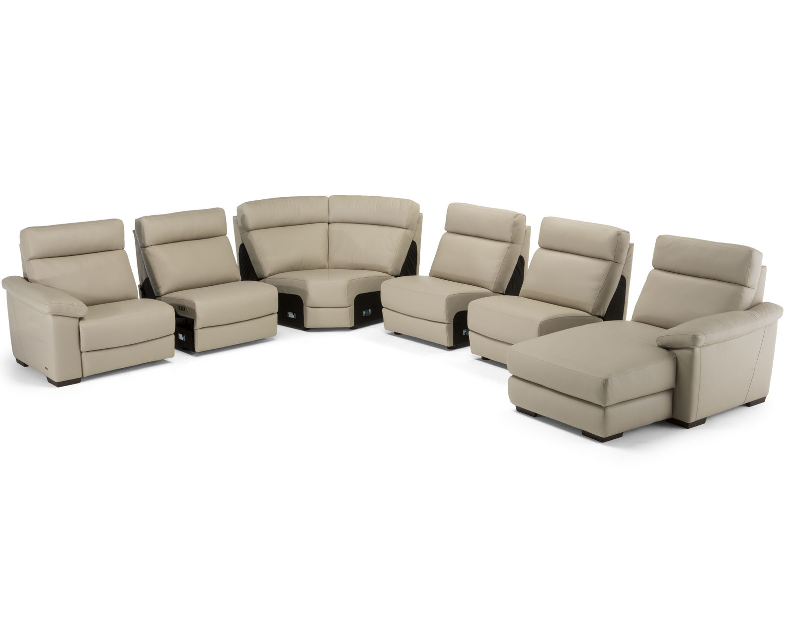 Estremo C216 Stationary Sectional (+50 leathers) - All pieces connected by Natuzzi Sectional connectors