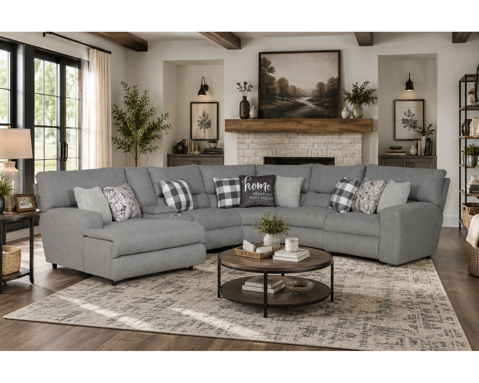 Rockport Modular Reclining Sectional (includes pillows) - Sectional Layout J: