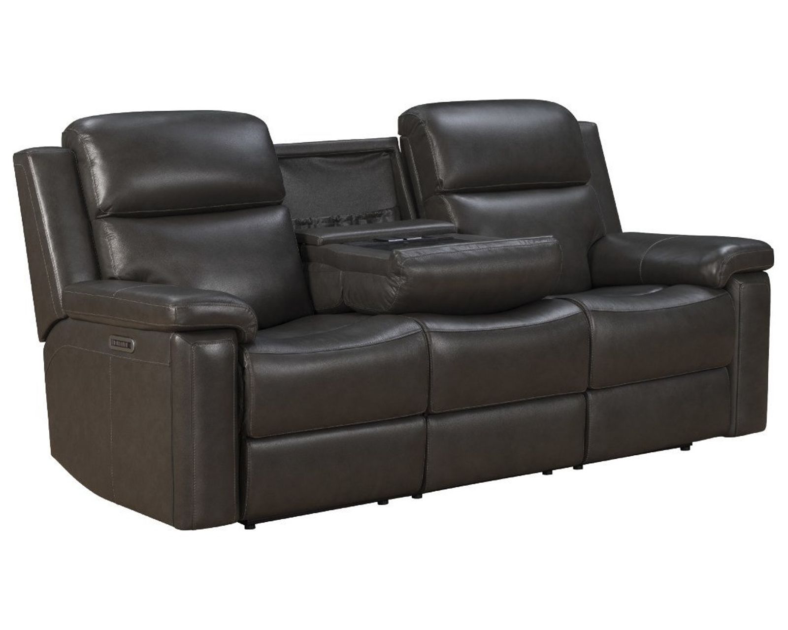 Leon 87" Power Reclining Sofa w/Power Head Rests, Power Lumbar, Heat & Massage (Dropdown Table w/Smart Tabletop Control) In stock
