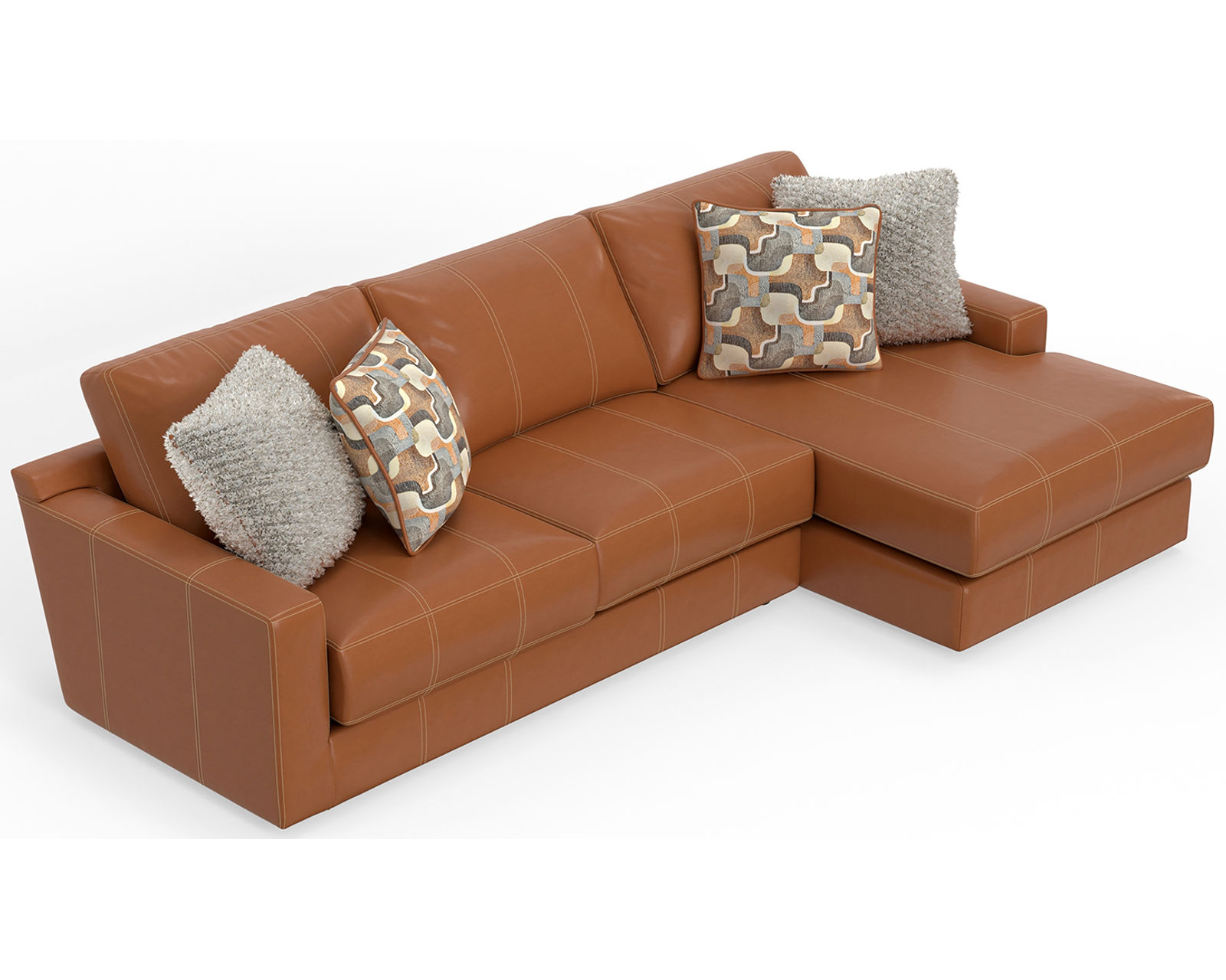 Minori Modular Leather Sectional (2 colors) includes pillows - Layout A: Two Piece Sectional 122" x 67"