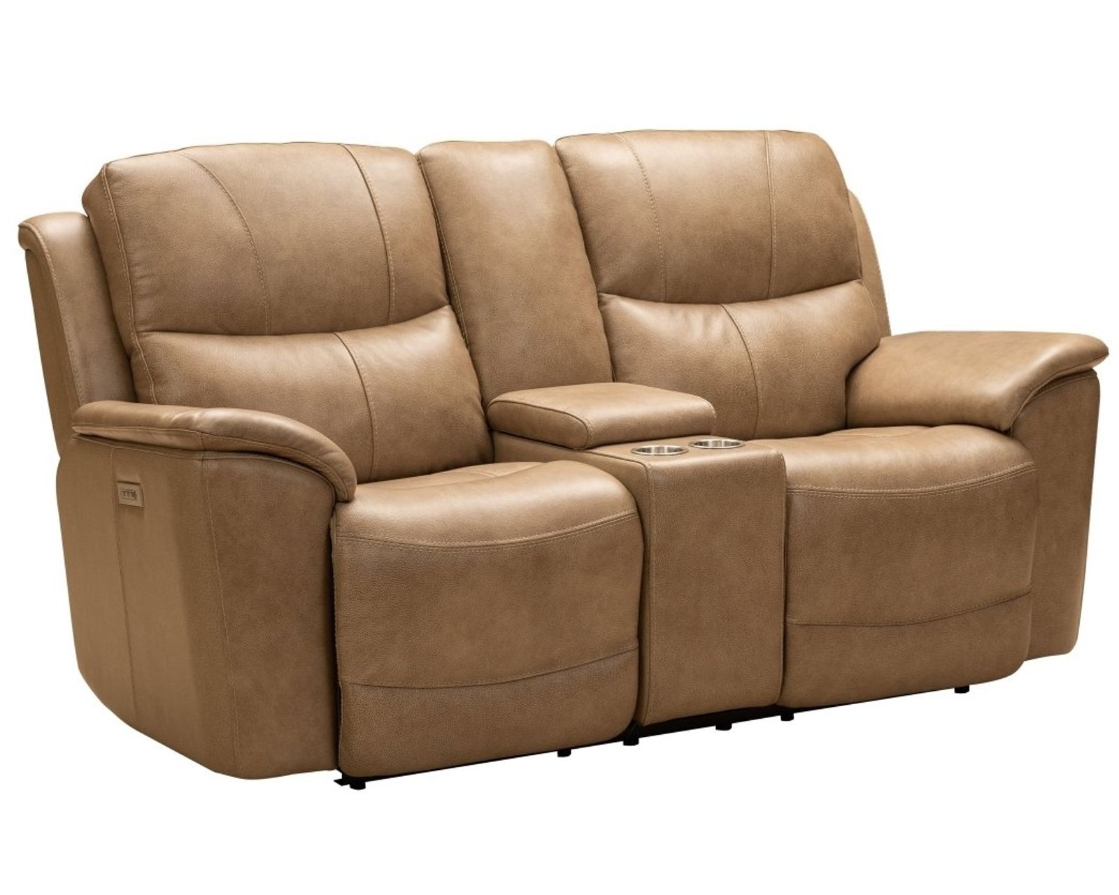 Kaden Leather Power Headrest - Power Lumbar - Power Recliner (Taupe) In stock - Kaden Leather Power Headrest - Power Lumbar - Power Reclining Console Loveseat