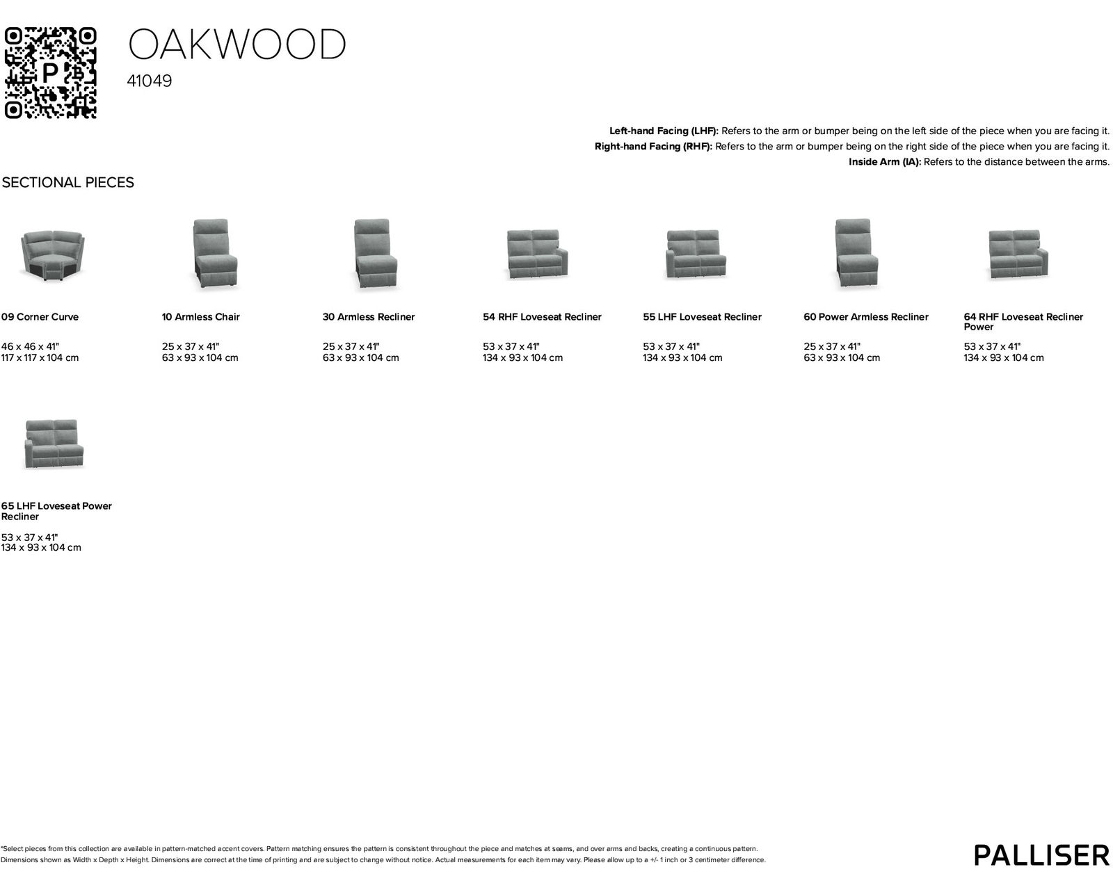 Oakwood 41049 Reclining Sectional (50+ fabrics)