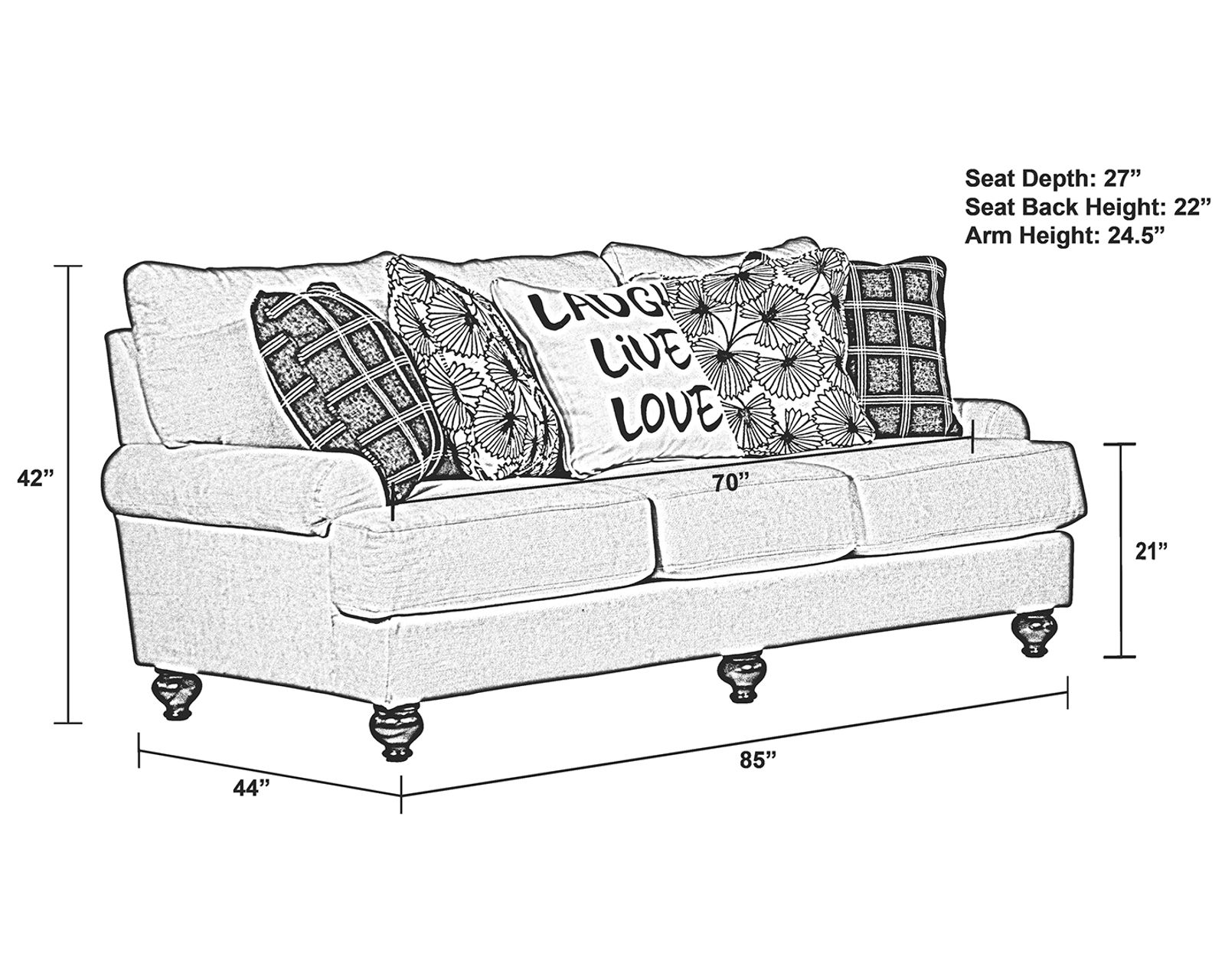 Cumberland 85" Stationary Sofa (Includes pillows) - Comfort You Can Feel. Quality You Can Trust.