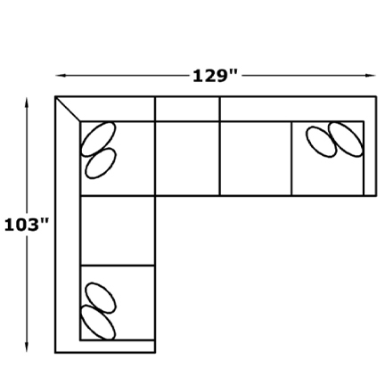Layout E: Three Piece Sectional 103" x 129"