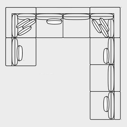 Layout S: Six Piece Sectional 74" x 150" x 146"
