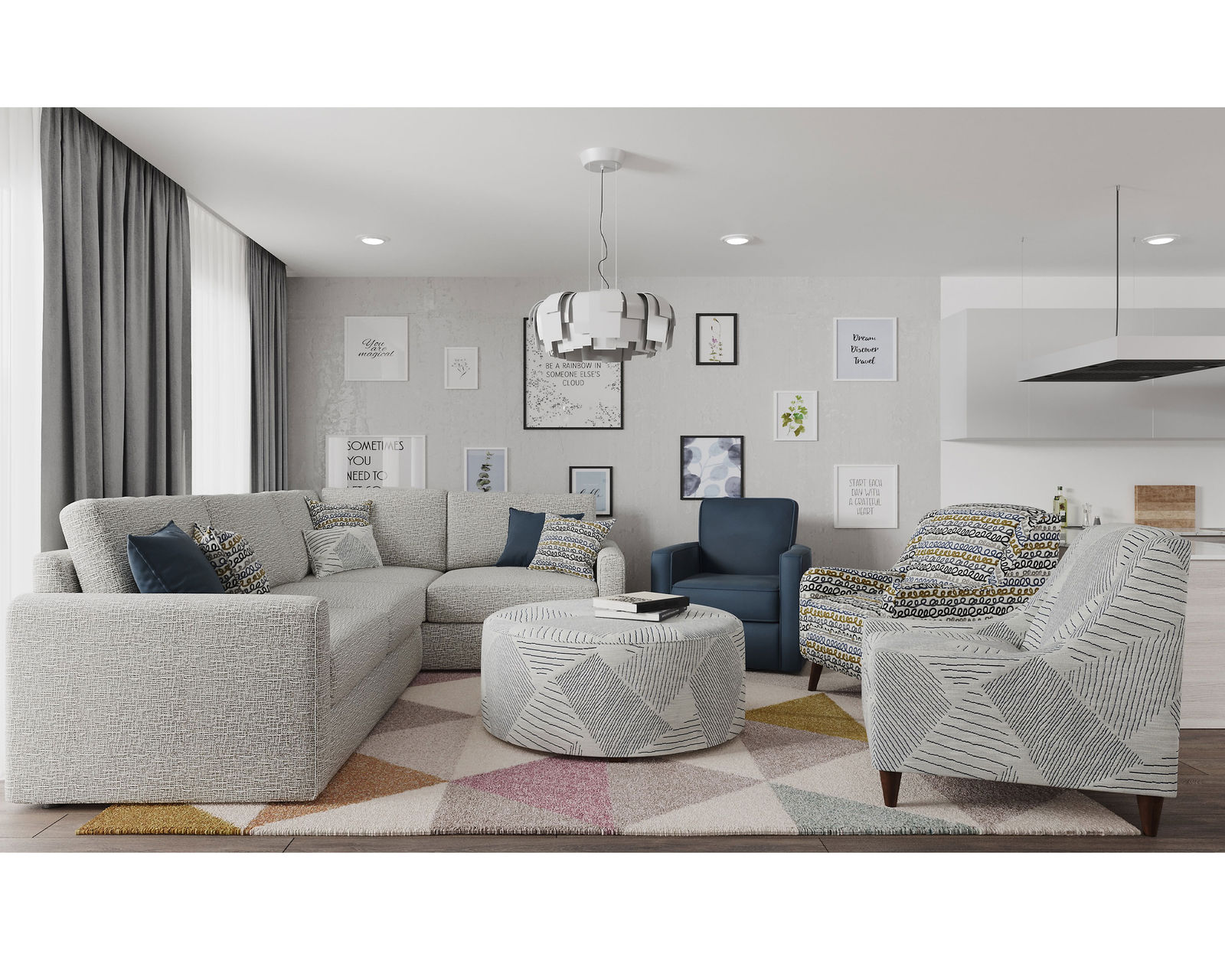Harmer Platinum Two Piece Sectional (Includes Pillows) 124" x 84" - Harmer Platinum 2 Piece Sectional