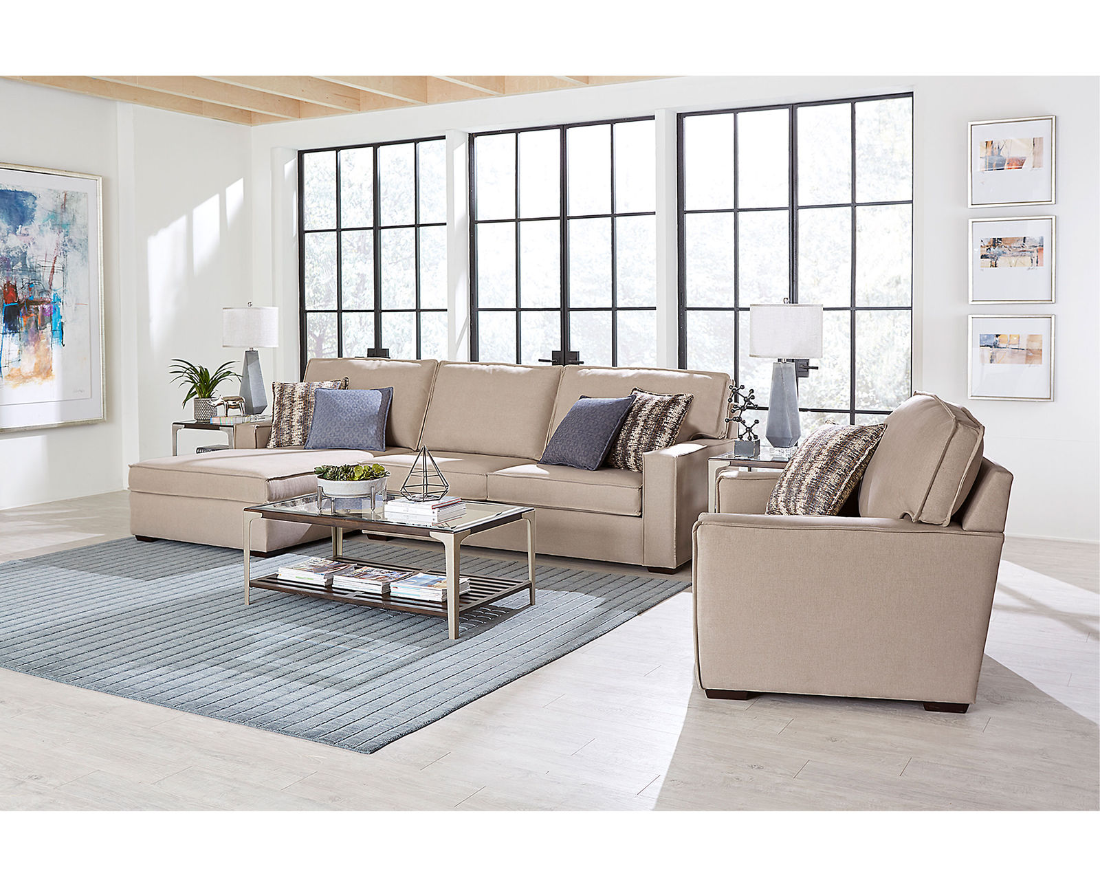 Lyndon Stationary Sectional (+ 100 Standard and Performance Fabrics) - Layout A: Two Piece Sectional 70" x 124"
