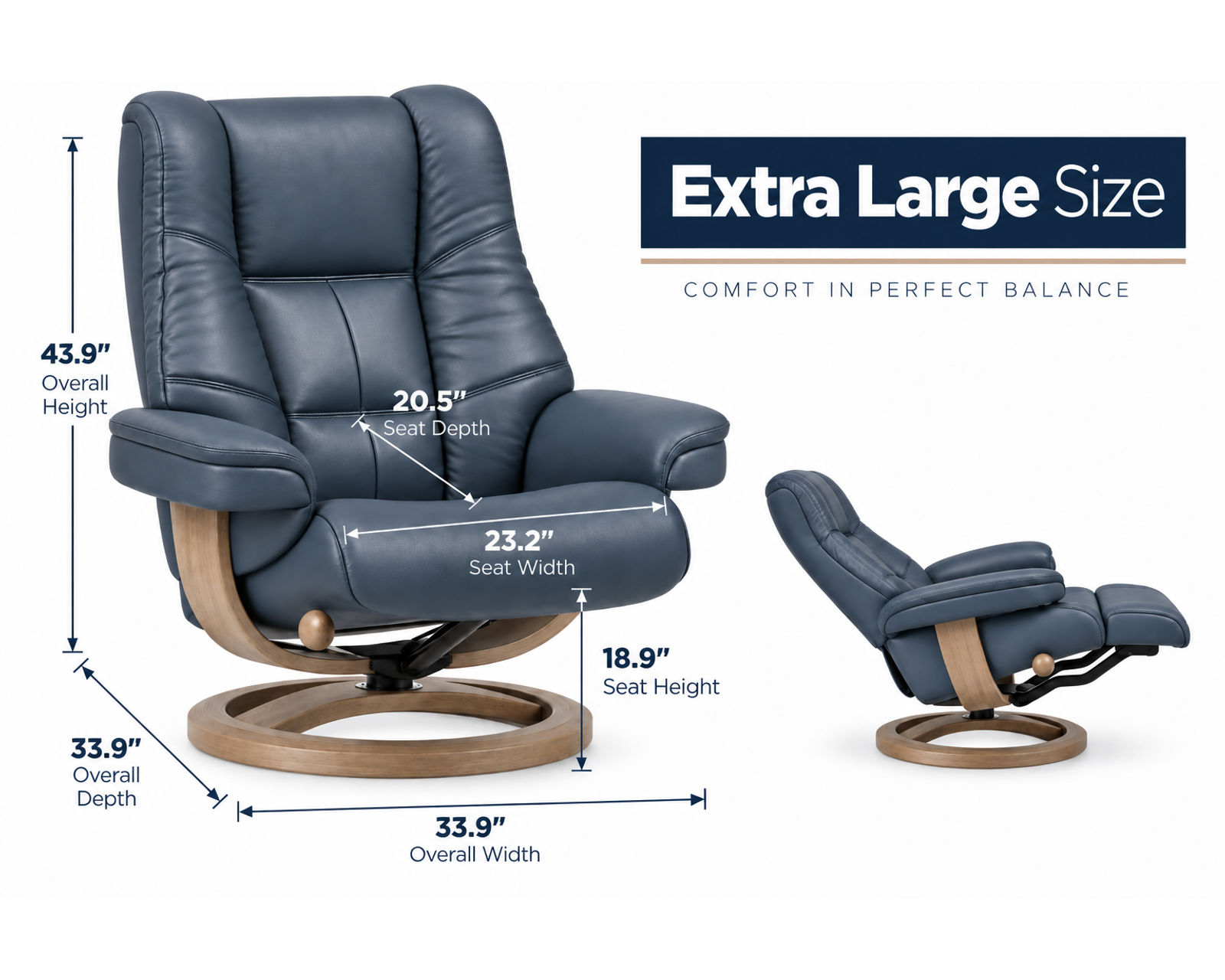 Nordic 63 Reclining Chair & Footstool Ash (IN STOCK) Plush Scandinavian Comfort. Made to Fit You - Scandinavian Quality. Surprisingly Smart Price.