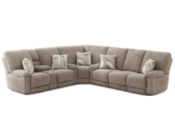 Beacon Three Piece Lay Flat Triple Reclining Sectional with Drop Down Table - 115" x 124" (includes pillows)