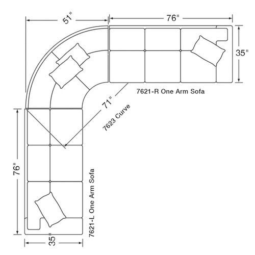 Layout H: Three Piece Sectional (127" x 127")