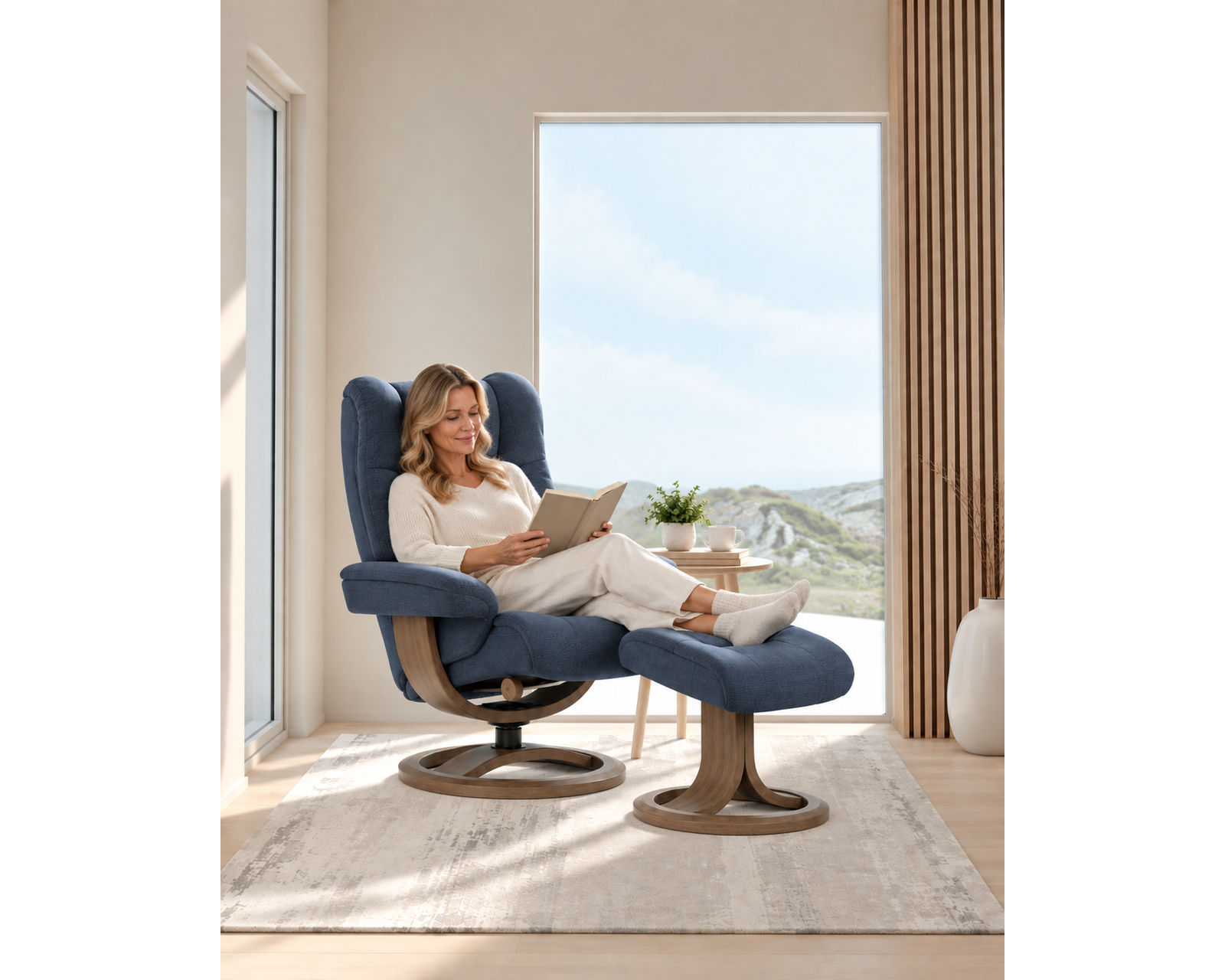Nordic 63 Reclining Chair & Footstool Ash (IN STOCK) Plush Scandinavian Comfort. Made to Fit You - In Stock with Fast Free Shipping