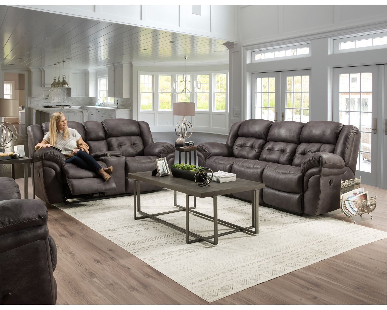 Haven 93" Reclining Sofa Charcoal (In stock) - Haven 93" Reclining Sofa 