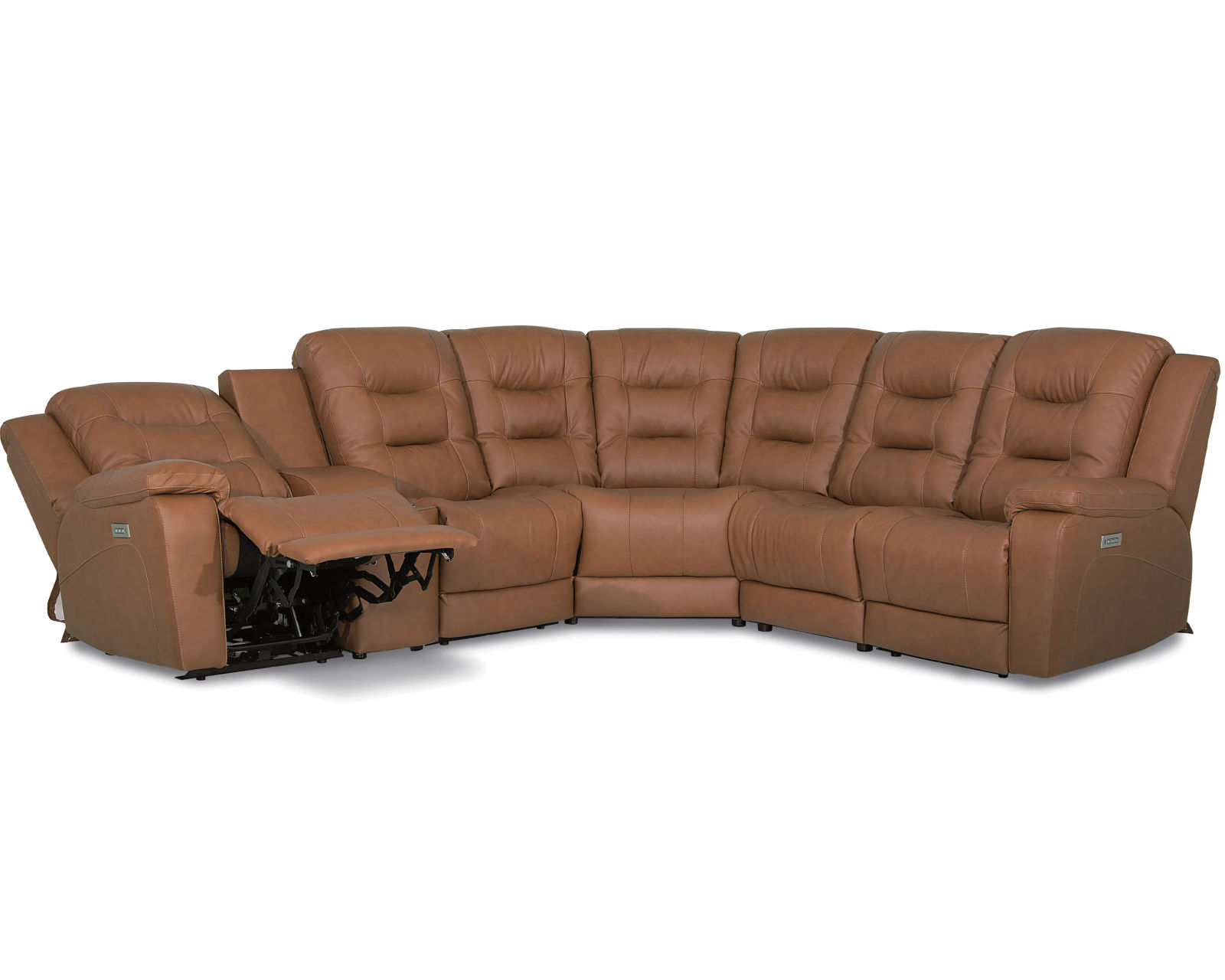 Leighton 41063 Power Headrest Power Reclining Sectional (+100 leathers) - Layout A: Six Piece Sectional 123" x 110" (2 recliners)