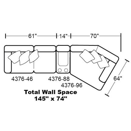 Layout D: Three Piece Sectional 144" x 64"