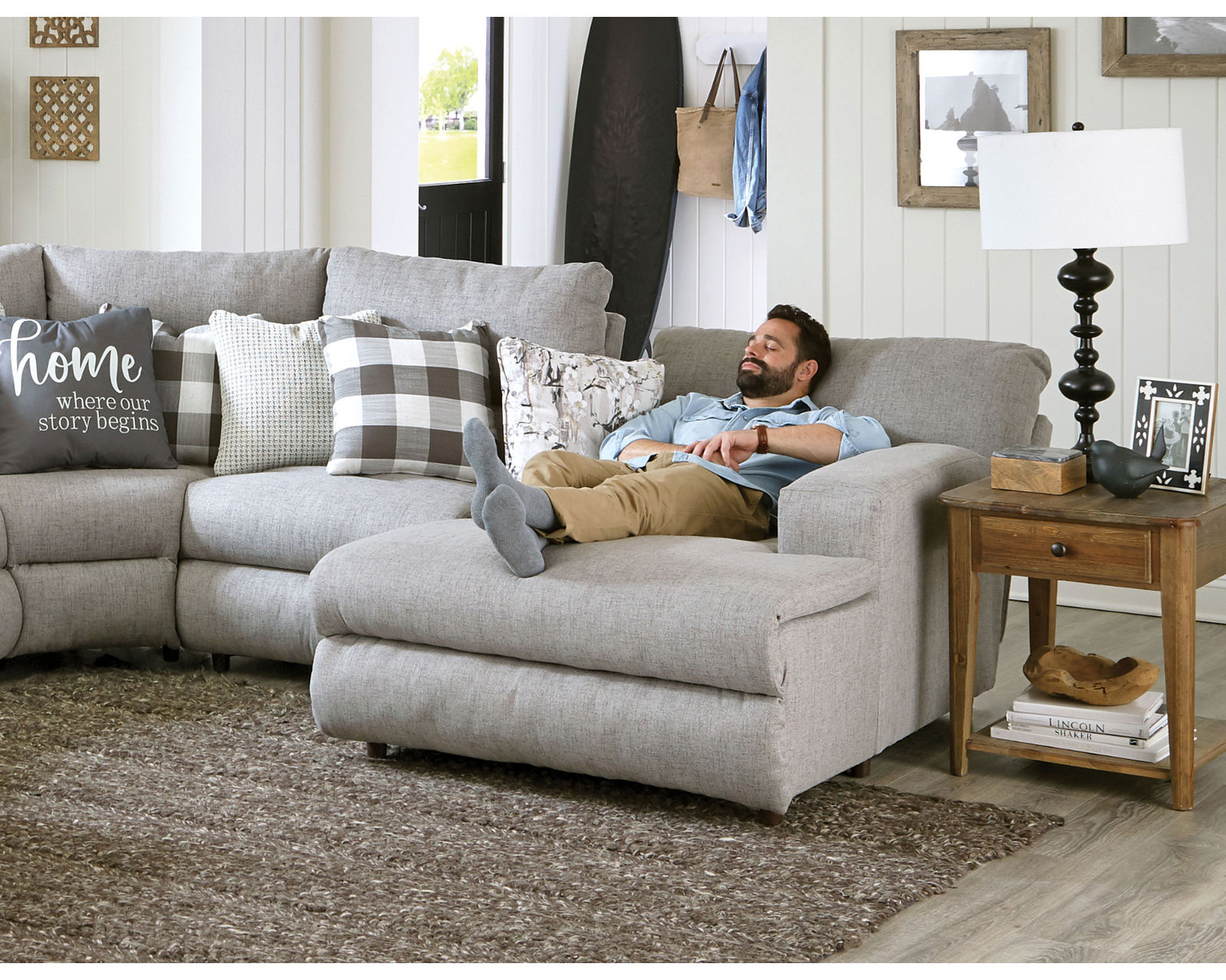Rockport Modular Reclining Sectional (includes pillows) - Power Reclining Chaise Lounge
