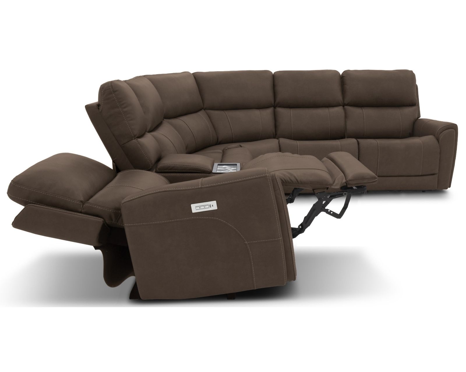 Carter 1587 Triple Power Reclining Sectional (2 colors) 866-72 - in stock - Layout A: Six Piece Reclining Sectional 124" x 111" (2 recliners) Leather 886-72
