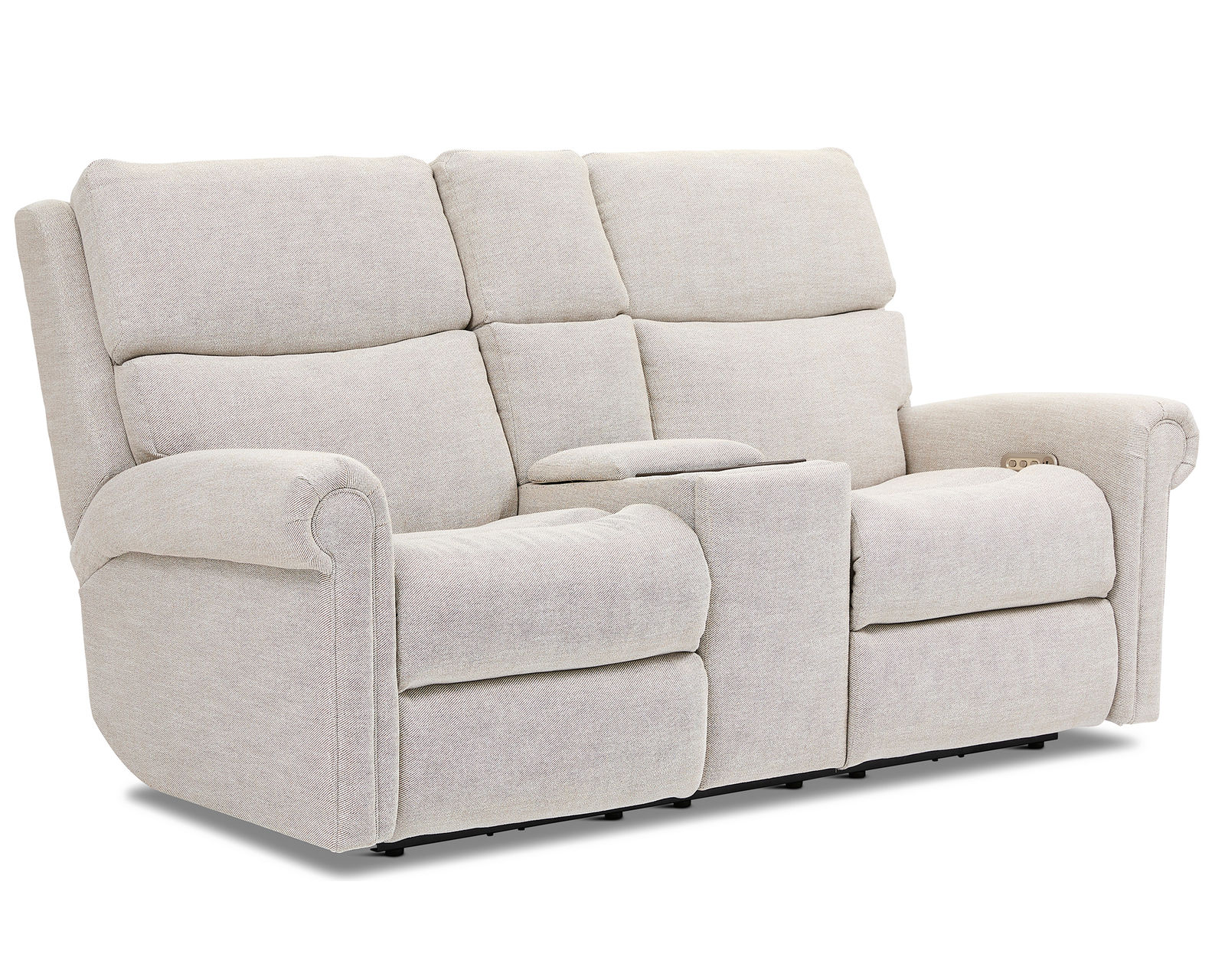 Bernard Triple Power Zero Gravity Reclining Sofa with Dropdown Table (+100 fabrics) - Bernard Triple Power Reclining Console Loveseat