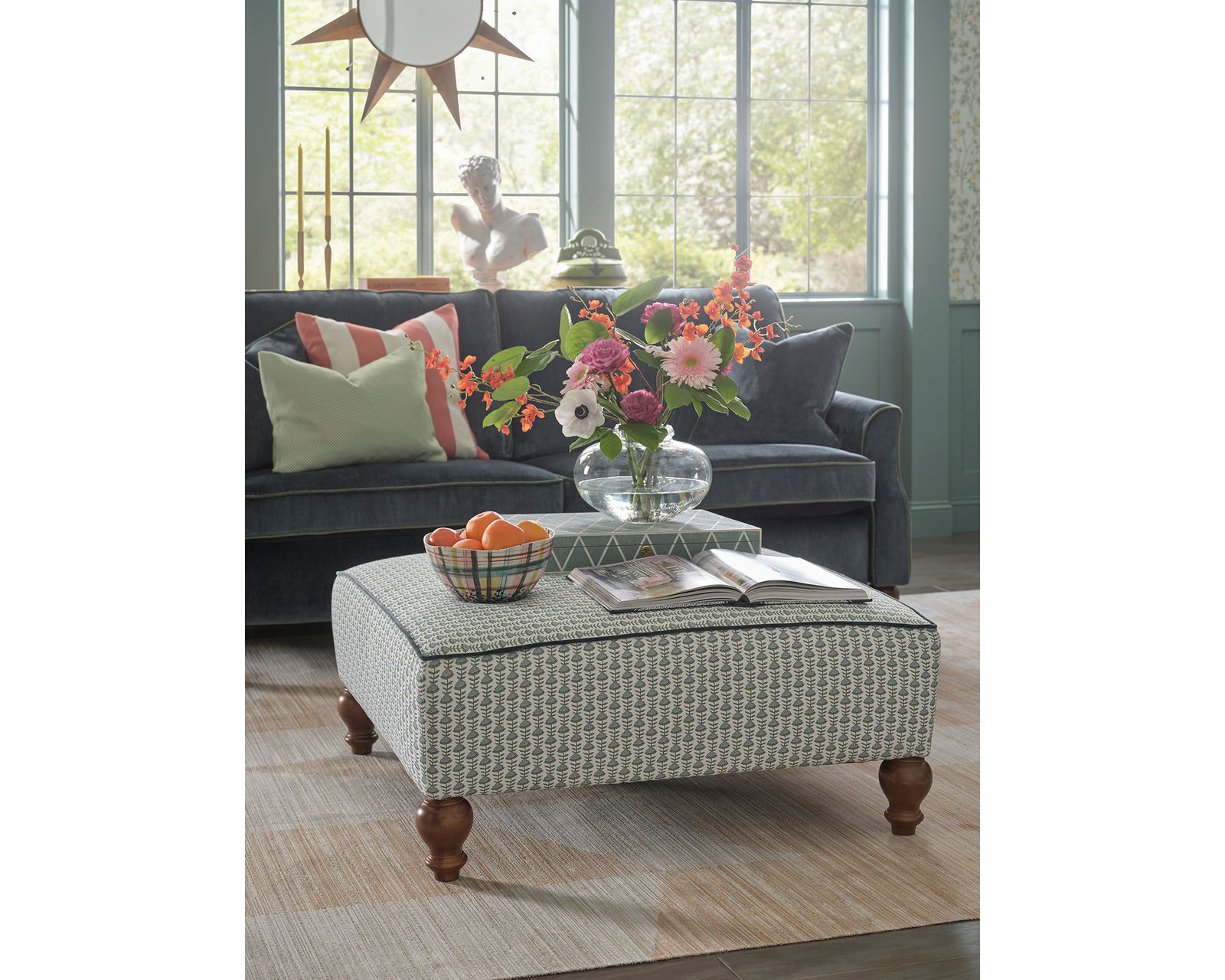 Erin & Ben Renelle Square Cocktail Ottoman 38"  (+50 fabrics) - Renelle 38" Square Cocktail Ottoman