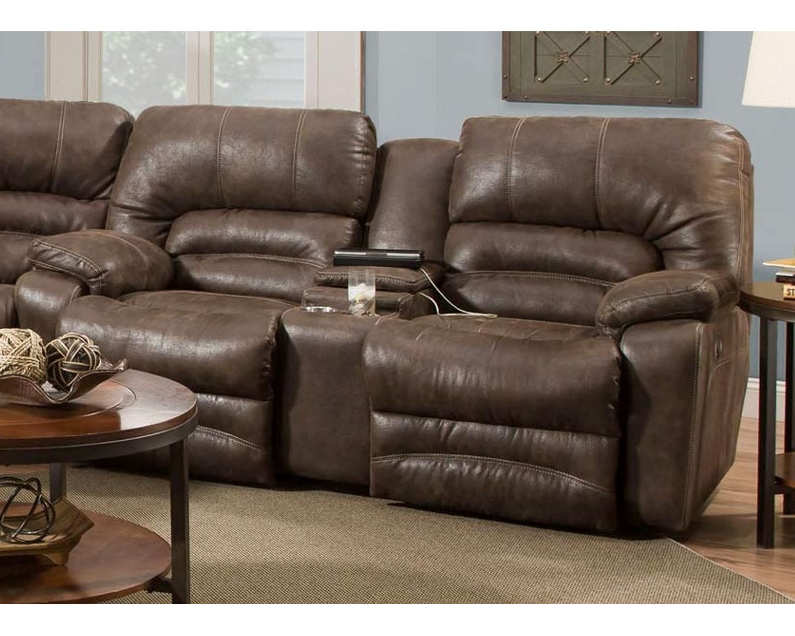 Legacy 88" Reclining Sofa with Drop-Down Table & Lights (Classic Reclining Comfort. Smart Features for Everyday Living) - Features Center Storage with Cupholders